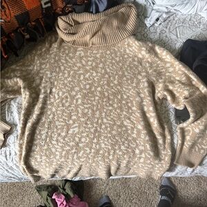 Rachel Zoe Beige Patterned Turtleneck Sweater